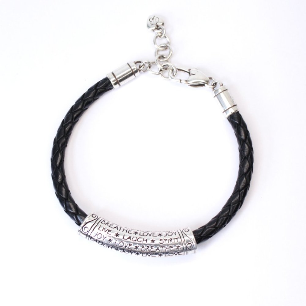 • the leather mantra bracelet
